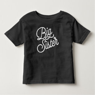 Retro Big Sister White Typography T Shirt