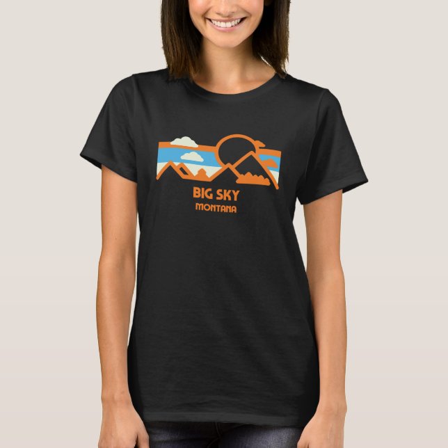 Retro Big Sky Montana Mountain Range Sunset T Shirt (Framsida)