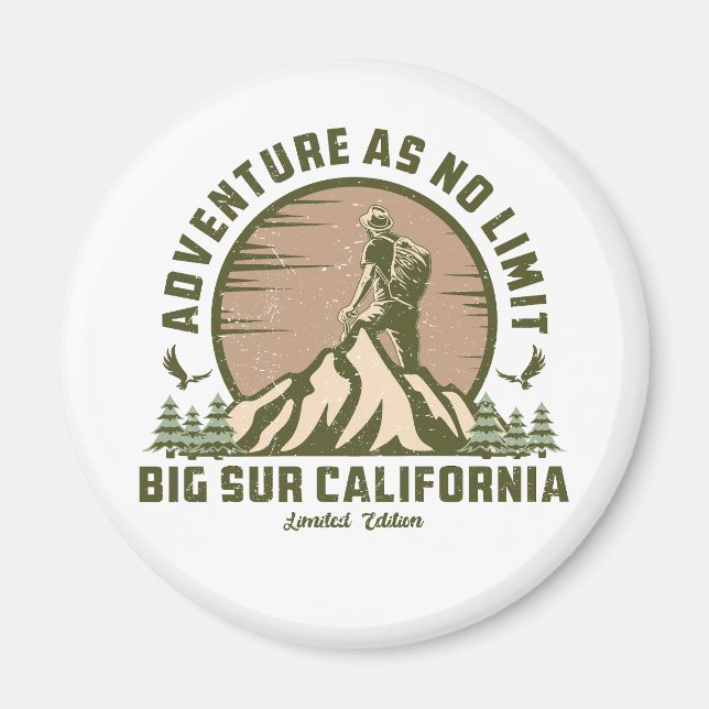 Retro Big Sur Hike Sunset T-Shirt Magnet (Framsidan)