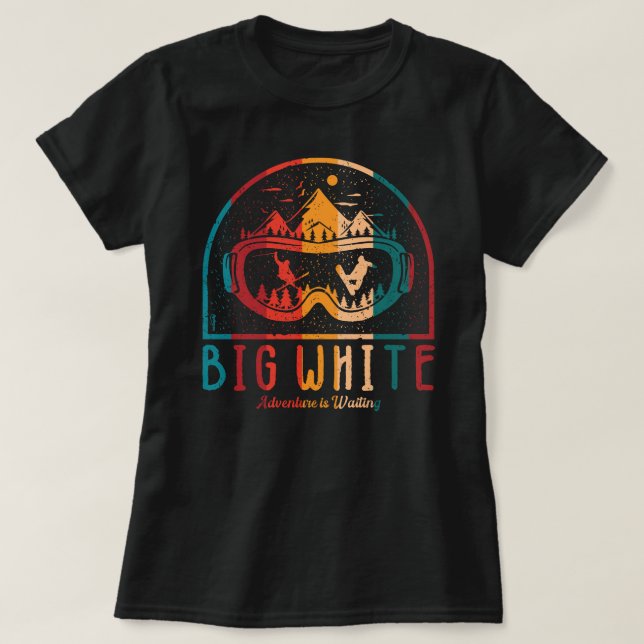 Retro Big White Ski T Shirt (Design framsida)