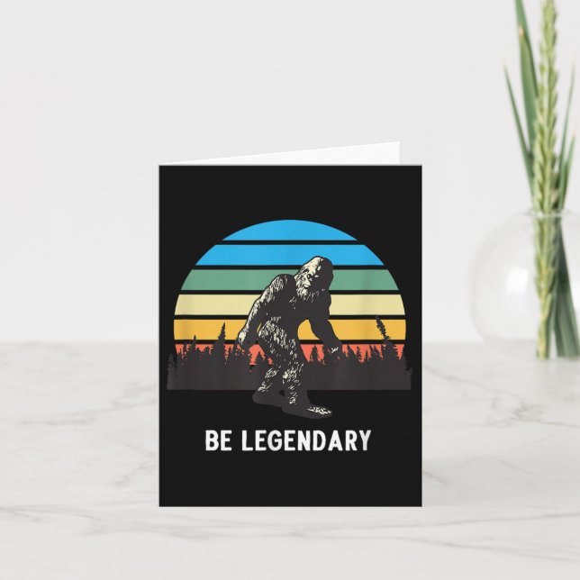 Retro Bigfoot Be Legendary Motivational  Kort (Framsida)