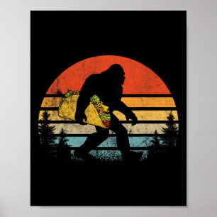 Retro Bigfoot Carshing Taco Funny Cinco De Mayo Sa Poster