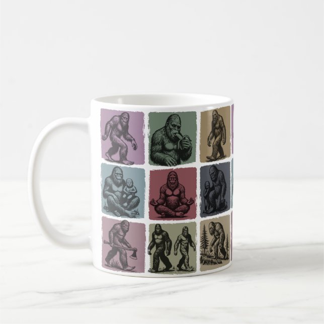 Retro Bigfoot-dryckesvaror Vintage Sasquatch-prese Kaffemugg (Vänster)