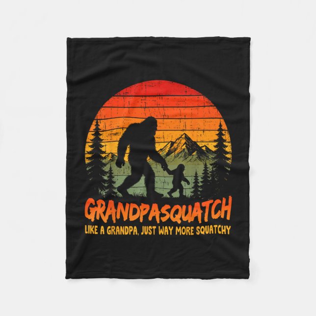 Retro bigfoot farfar squatch som en farfar fleecefilt (Framsidan)