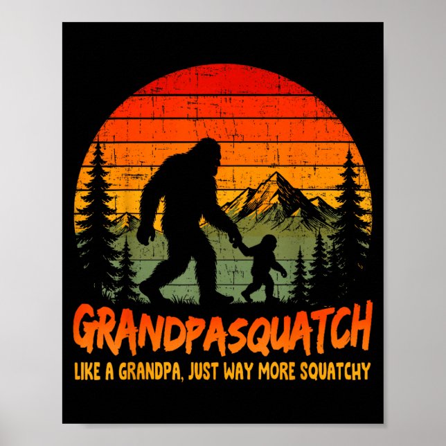 Retro bigfoot farfar squatch som en farfar poster (Framsidan)