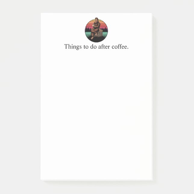 Retro Bigfoot och kaffe på 70 sekunder Post-it Block (Framsida)