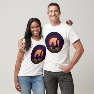 Retro Bigfoot Riding Loch Ness Manar T-Shirt