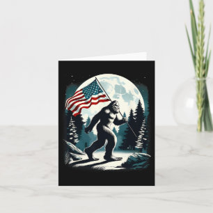 Retro Bigfoot Sasquatch Full Moon Patriotic Americ Kort