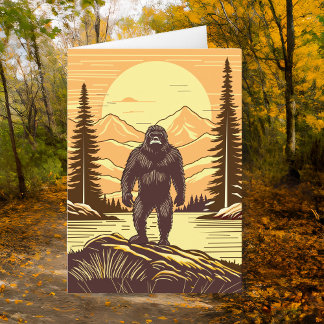 Retro Bigfoot Sasquatch Mountains Birthday Kort