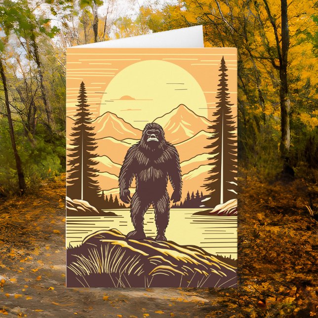Retro Bigfoot Sasquatch Mountains Birthday Kort (Skapare uppladdad)