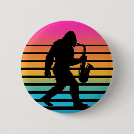 Retro Bigfoot Saxofon Solnedgång Knapp