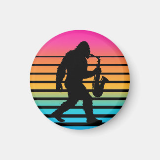 Retro Bigfoot Saxofon Solnedgång Magnet