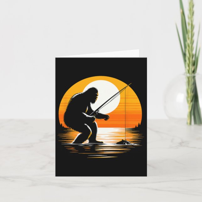 Retro Bigfoot Silhouette Sasquatch Gömmer och söke Kort (Framsida)