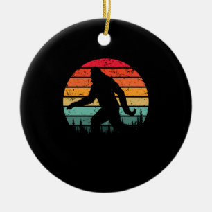 Retro Bigfoot Silhouette Sol Tro! Original 80' Julgransprydnad Keramik