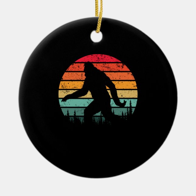 Retro Bigfoot Silhouette Sol Tro! Original 80' Julgransprydnad Keramik (Framsidan)