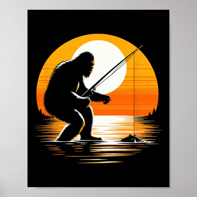 Retro Bigfoot Siluett Sasquatch Gömma Och Sök F Poster (Framsidan)