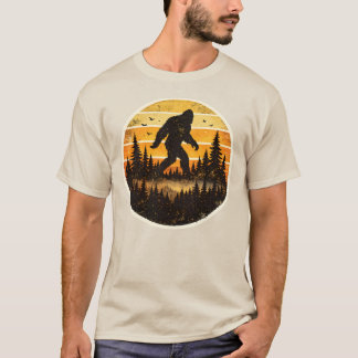 Retro Bigfoot Solnedgång Silhuett Vintage Sasquatc T Shirt