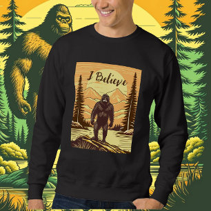 Retro Bigfoot Vintage Sasquatch Mountains Lång Ärmad Tröja