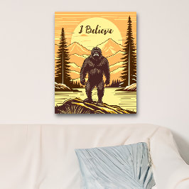 Retro Bigfoot Vintage Sasquatch Mountains Poster