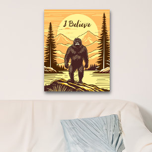 Retro Bigfoot Vintage Sasquatch Mountains Poster