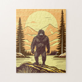Retro Bigfoot Vintage Sasquatch Mountains Pussel