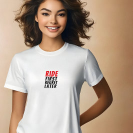 Retro bike Girl Irony black red T Shirt
