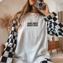 Retro bike Girl Irony black T Shirt