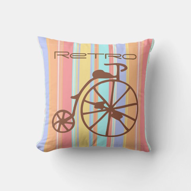 Retro Bike Polyester Dekorativ kudde 16 tum x 16 t (Framsida)