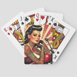 Retro-Biker-Pin-up Casinokort