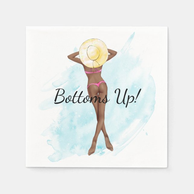 Retro Bikini Girl Vuxen Party Pappersservett (Framsidan)