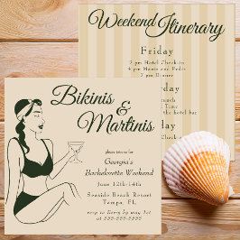 Retro Bikinis & Martinis Möhippa Inbjudningar
