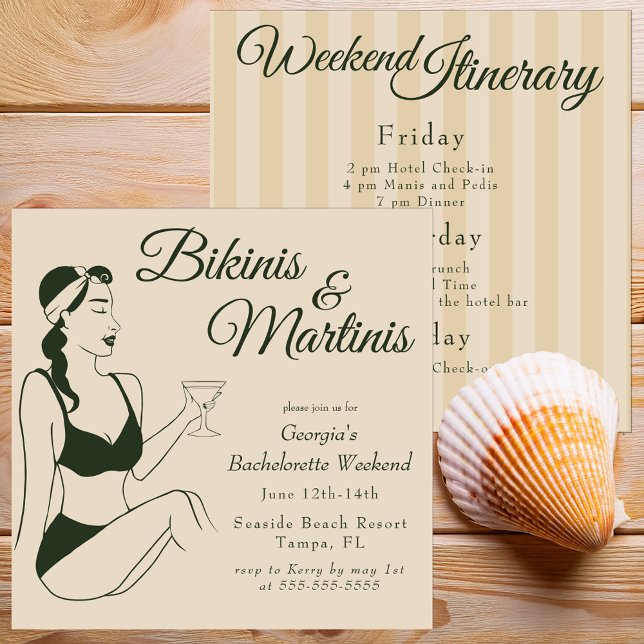 Retro Bikinis & Martinis Möhippa Inbjudningar (Skapare uppladdad)