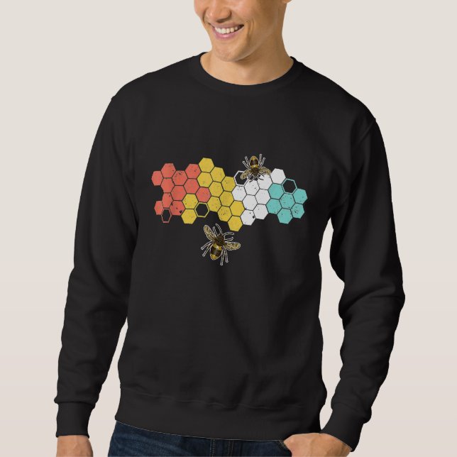 Retro Bikupadesign för bin Lång Ärmad Tröja (Framsida)