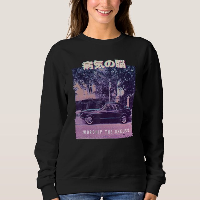 Retro-bil för Vaporwave Aesthetic Glitch 80 s T Shirt (Framsida)