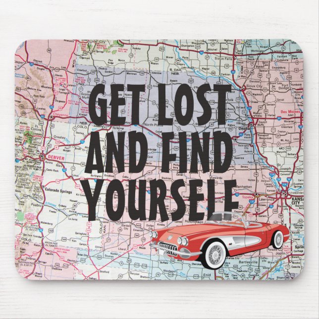 Retro-bil på motorvägen Karta Musmatta (Framsidan)