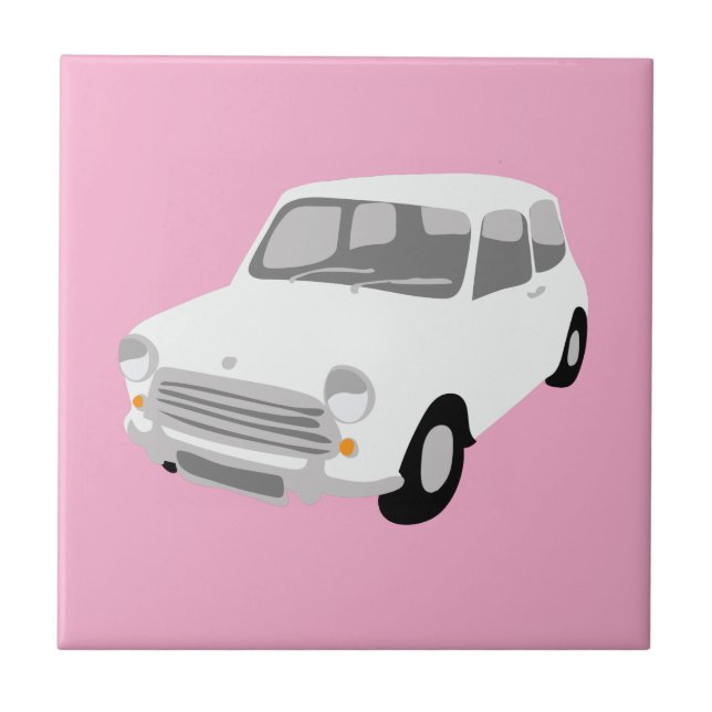 Retro bil rosa och vit kakel (Framsidan)