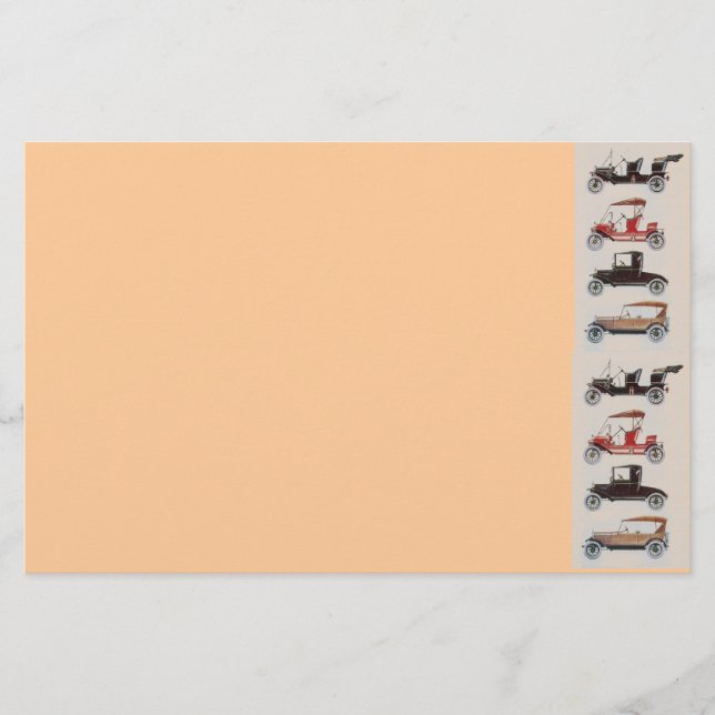 RETRO BILAR 2 ,AUTO RESTAURERING grå röd brun rosa Brevpapper (Framsida)