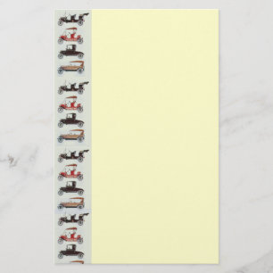 RETRO BILAR 2 BILRESTAURERING grå röd kräm Brevpapper