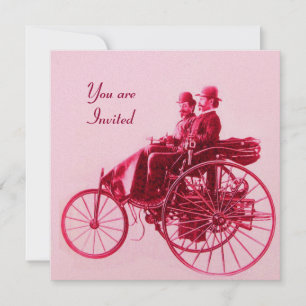 RETRO BILAR AUTO RESTAURERING röd fuchsia rosa Inbjudningar