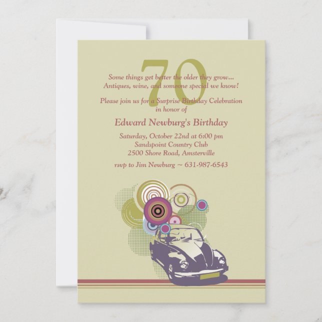 Retro bilinbjudan inbjudningar (Framsida)