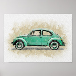 Retro bilkonst - grön färg poster