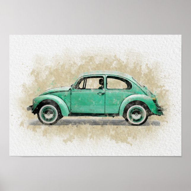 Retro bilkonst - grön färg poster (Framsidan)