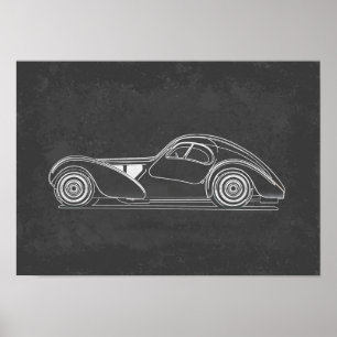 Retro bilkonst poster