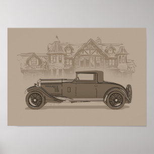 Retro bilkonst poster
