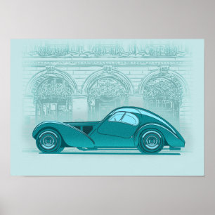 Retro bilkonst poster