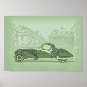 Retro bilkonst poster