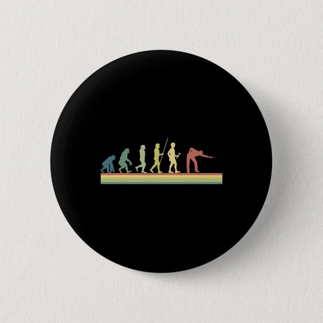 Retro Billiards Human Evolution Älskare Gift Bassä Knapp (Framsida)