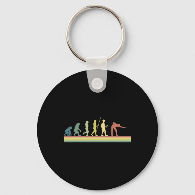 Retro Billiards Human Evolution Älskare Gift Bassä Nyckelring (Framsida)