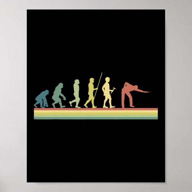 Retro Billiards Human Evolution Älskare Gift Bassä Poster (Framsidan)
