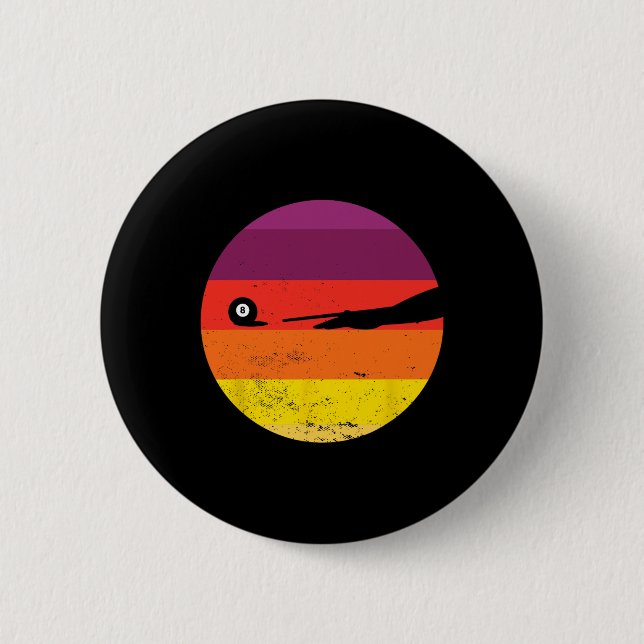 Retro Billiards Silhouette Bassäng Bord Snooker Py Knapp (Framsida)